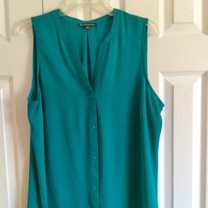 XL Adrianna Papell Button Down Sleeveless Green Top
